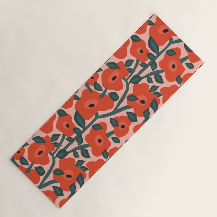 Charming vintage orange poppies flower bed Yoga Mat Gallery Image 1