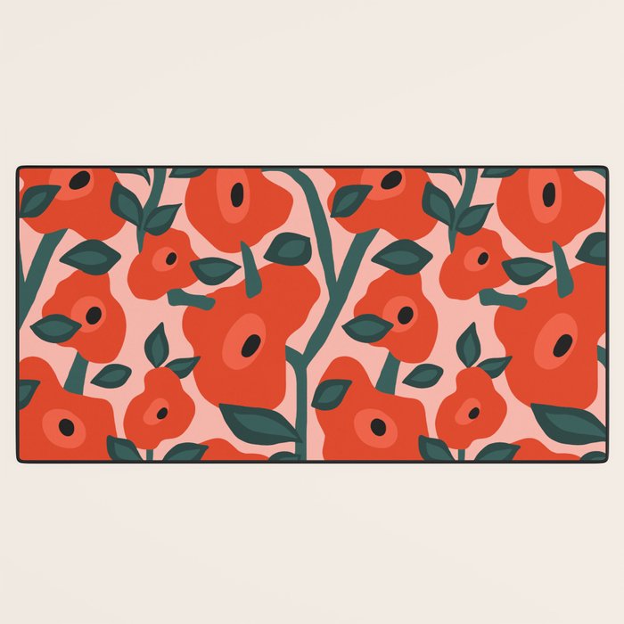 Charming vintage orange poppies flower bed Desk Mat Gallery Image 3