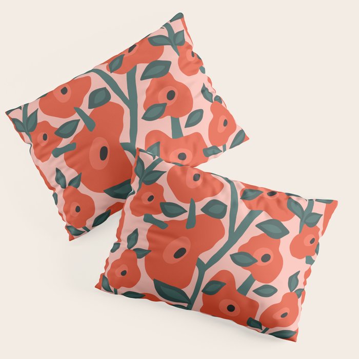 Charming vintage orange poppies flower bed Pillow Sham Gallery Image 3