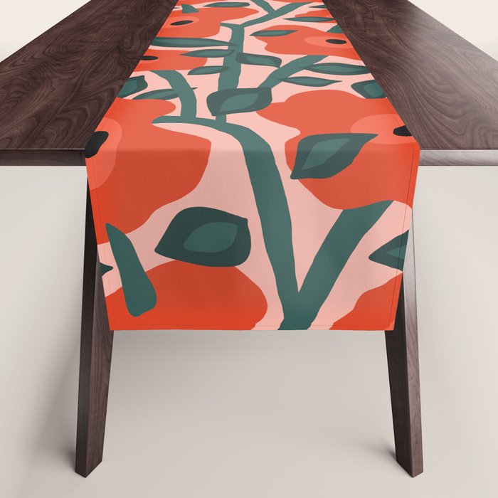 Charming vintage orange poppies flower bed Table Runner Gallery Image 1