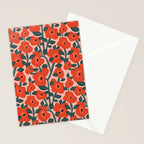Charming vintage orange poppies flower bed Stationery Card Gallery Image 2
