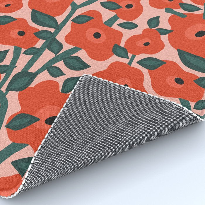 Charming vintage orange poppies flower bed Rug Gallery Image 4