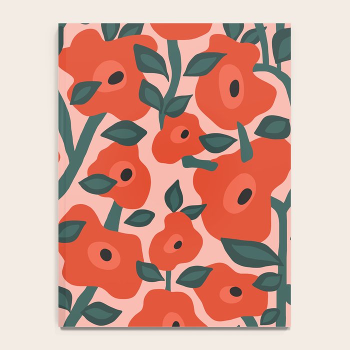 Charming vintage orange poppies flower bed Notebook Gallery Image 4