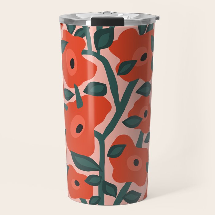 Charming vintage orange poppies flower bed Travel Mug Gallery Image 1