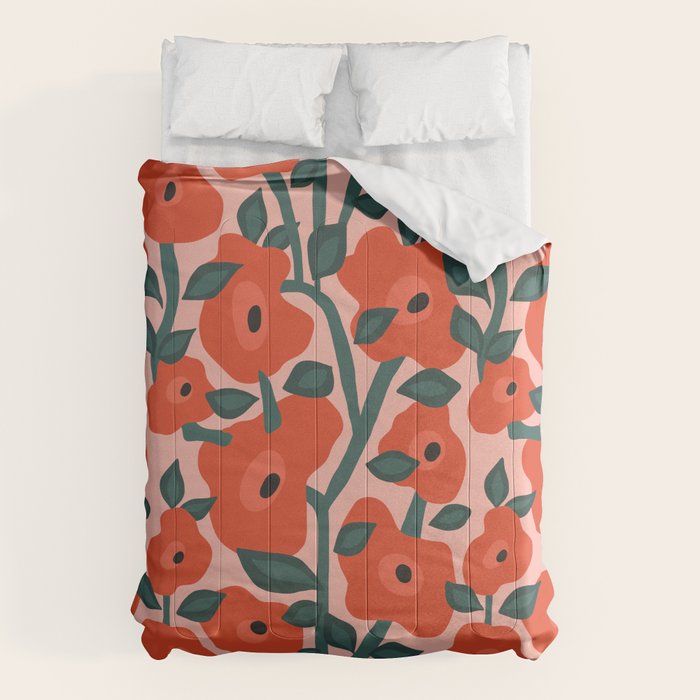 Charming vintage orange poppies flower bed Comforter Gallery Image 1