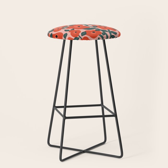 Charming vintage orange poppies flower bed Stool