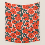 Charming vintage orange poppies flower bed Wall Tapestry Gallery Image 4
