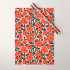 Charming vintage orange poppies flower bed Wrapping Paper Gallery Image 1