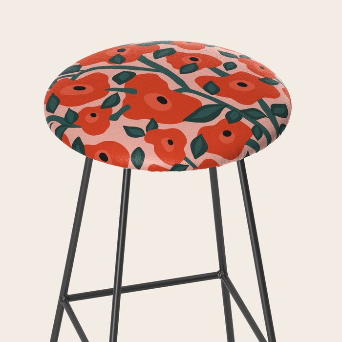 Charming vintage orange poppies flower bed Stool Gallery Image 2