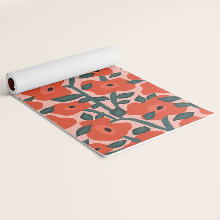 Charming vintage orange poppies flower bed Yoga Mat Gallery Image 2