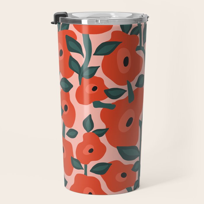 Charming vintage orange poppies flower bed Travel Mug Gallery Image 3