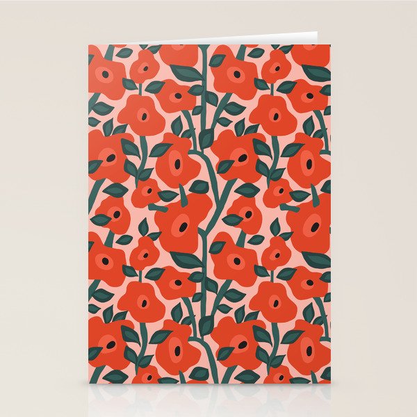 Charming vintage orange poppies flower bed Stationery Card Gallery Image 2