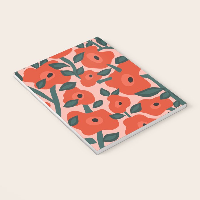 Charming vintage orange poppies flower bed Notebook Gallery Image 3