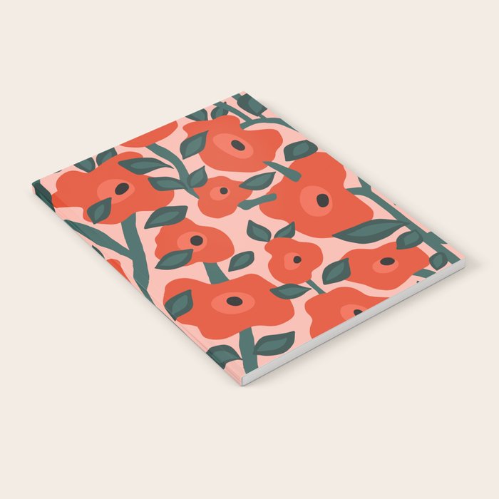 Charming vintage orange poppies flower bed Notebook Gallery Image 1