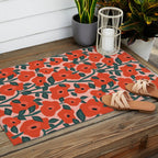 Charming vintage orange poppies flower bed Outdoor Rug Gallery Image 2