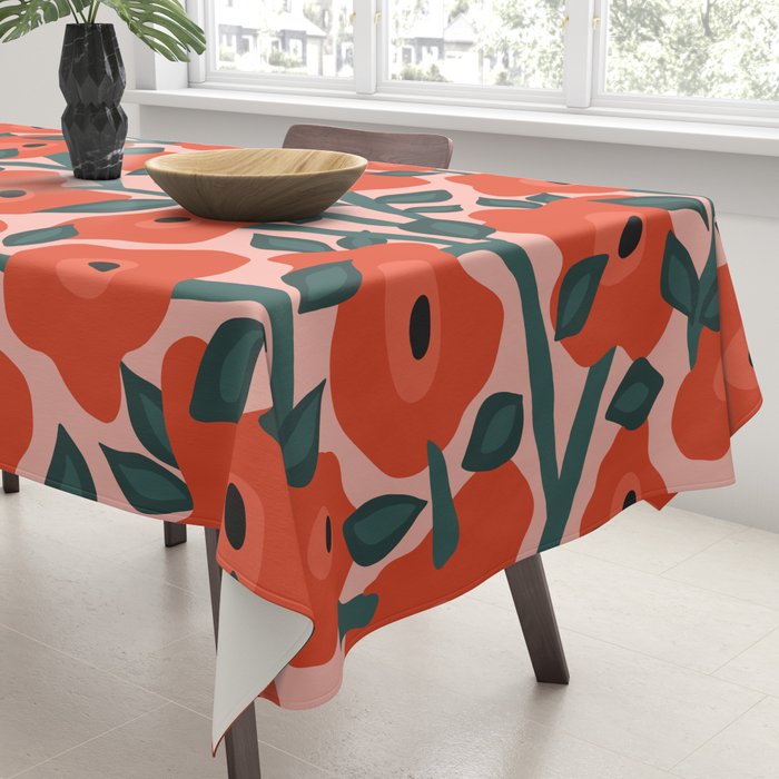 Charming vintage orange poppies flower bed Tablecloth Gallery Image 3