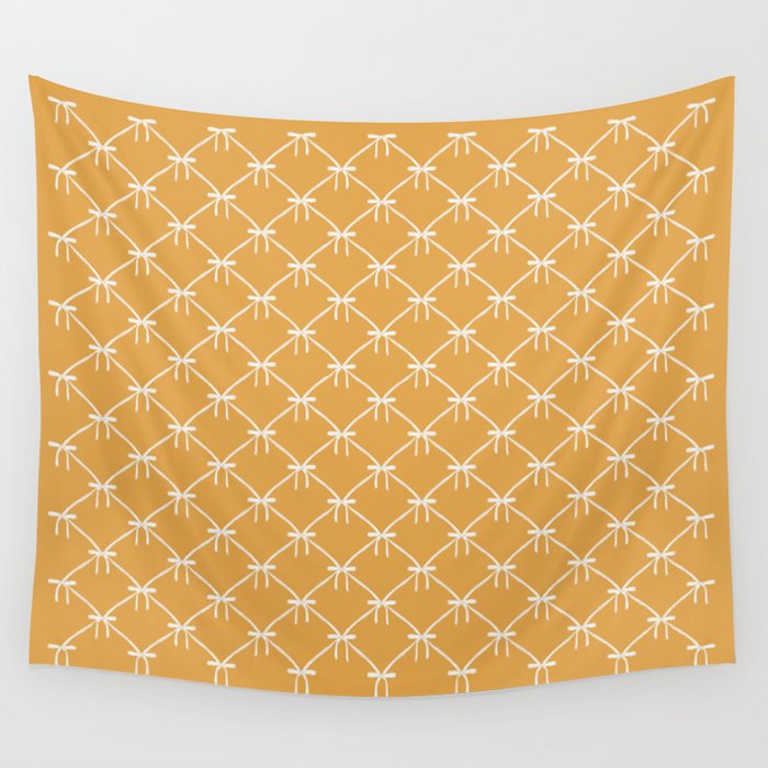 Bows & Ribbons Pattern XIX Peach Orange Wall Tapestry Gallery Image 4