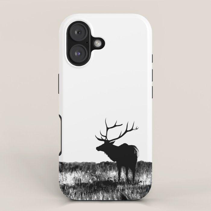 Elk Silhouette  Black and White  iPhone Case