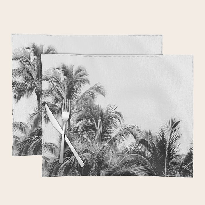 Big Island Palms - Black and White Photography, Tropical Nature Placemat Gallery Image 1