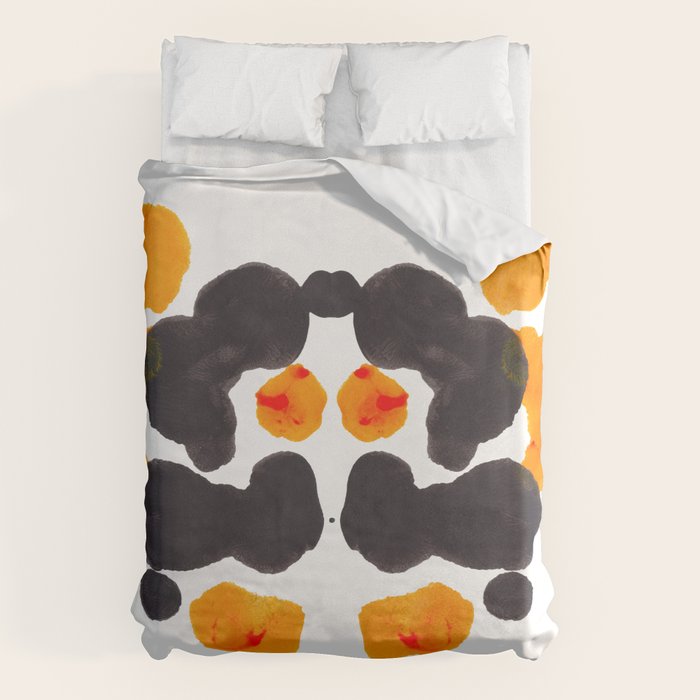Orange & Black Inkblot Rorschach Diagram Duvet Cover Gallery Image 6