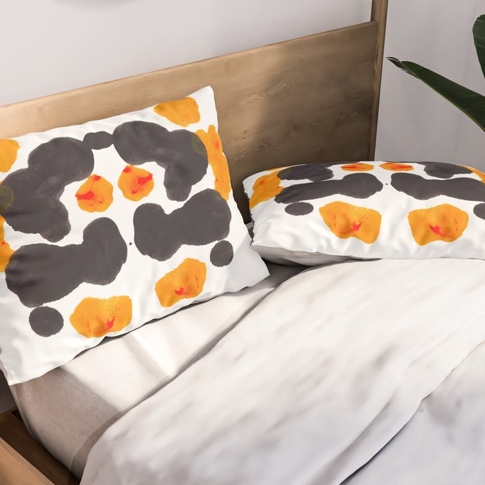 Orange & Black Inkblot Rorschach Diagram Pillow Sham Gallery Image 2