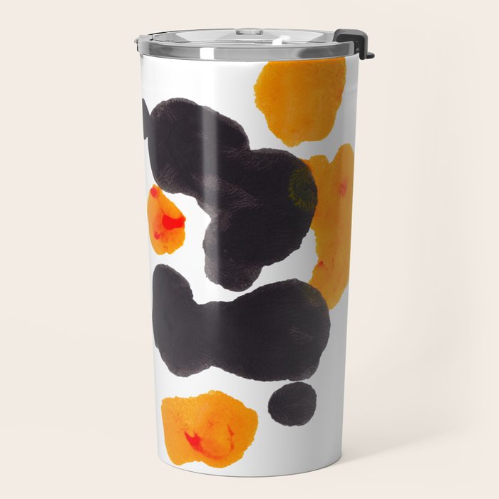 Orange & Black Inkblot Rorschach Diagram Travel Mug Gallery Image 2