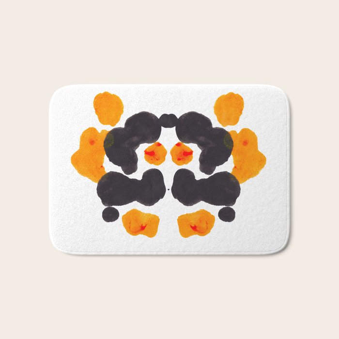 Orange & Black Inkblot Rorschach Diagram Bath Mat Gallery Image 1