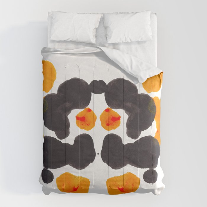 Orange & Black Inkblot Rorschach Diagram Comforter Gallery Image 6