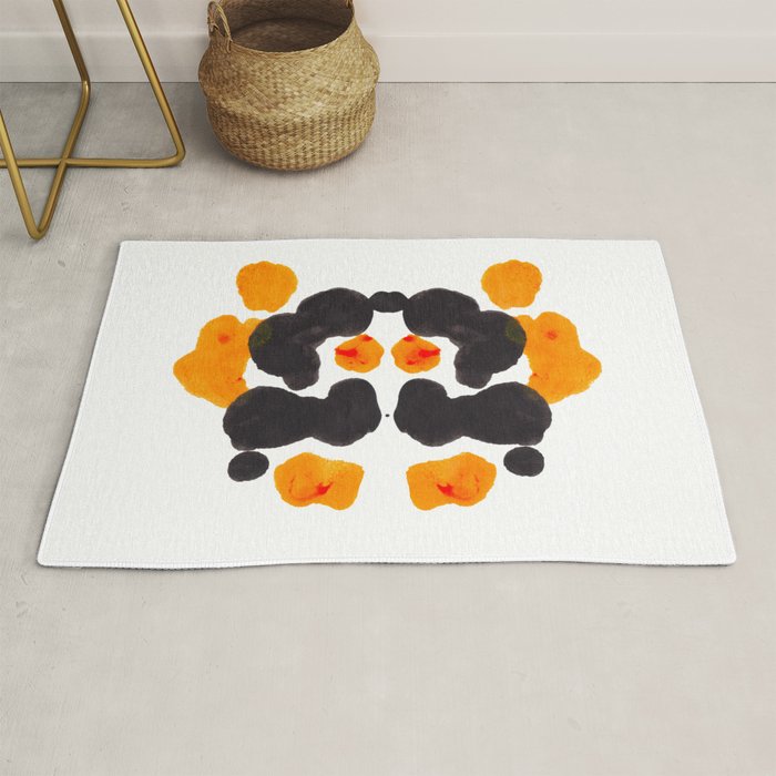 Orange & Black Inkblot Rorschach Diagram Rug Gallery Image 1