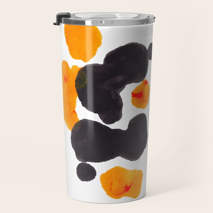 Orange & Black Inkblot Rorschach Diagram Travel Mug Gallery Image 3