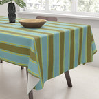 Rough Stripes Vertical Pattern in Olive Green Arctic Blue and Chartreuse Tablecloth Gallery Image 3