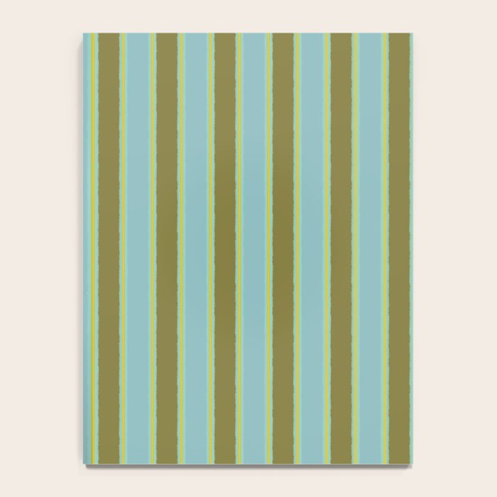 Rough Stripes Vertical Pattern in Olive Green Arctic Blue and Chartreuse Notebook Gallery Image 4