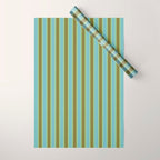 Rough Stripes Vertical Pattern in Olive Green Arctic Blue and Chartreuse Wrapping Paper Gallery Image 1