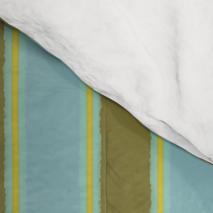 Rough Stripes Vertical Pattern in Olive Green Arctic Blue and Chartreuse Comforter Gallery Image 4