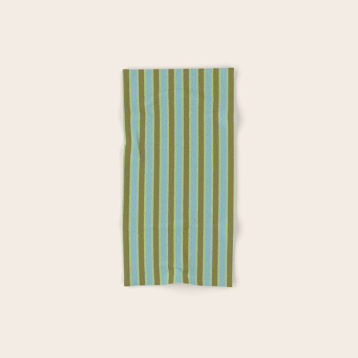Rough Stripes Vertical Pattern in Olive Green Arctic Blue and Chartreuse Bath Towel Gallery Image 1