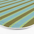 Rough Stripes Vertical Pattern in Olive Green Arctic Blue and Chartreuse Bath Mat Gallery Image 3