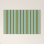 Rough Stripes Vertical Pattern in Olive Green Arctic Blue and Chartreuse Welcome Mat Gallery Image 1