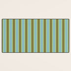 Rough Stripes Vertical Pattern in Olive Green Arctic Blue and Chartreuse Desk Mat Gallery Image 3