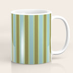 Rough Stripes Vertical Pattern in Olive Green Arctic Blue and Chartreuse Coffee Mug Gallery Image 1