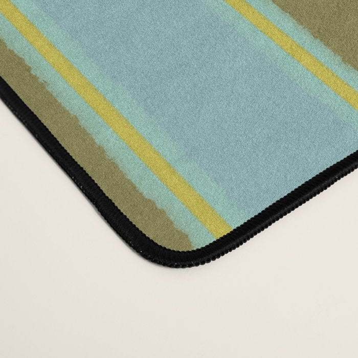 Rough Stripes Vertical Pattern in Olive Green Arctic Blue and Chartreuse Desk Mat Gallery Image 4