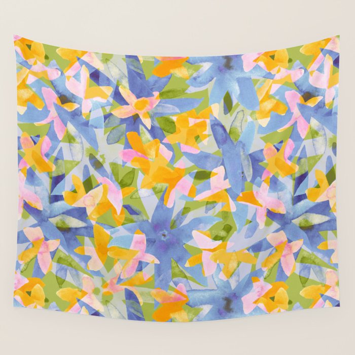 Watercolor Blooms #1 Wall Tapestry Gallery Image 1