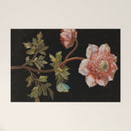 Peonies with a butterfly - Johann Christoph Bayer -1812- Antique Lifelike Botanical Nature Painting Welcome Mat Gallery Image 1