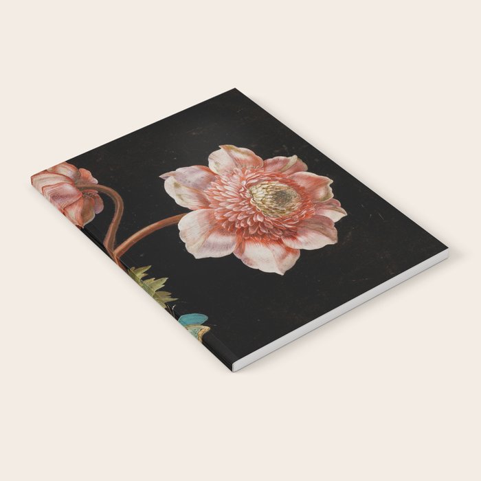 Peonies with a butterfly - Johann Christoph Bayer -1812- Antique Lifelike Botanical Nature Painting Notebook