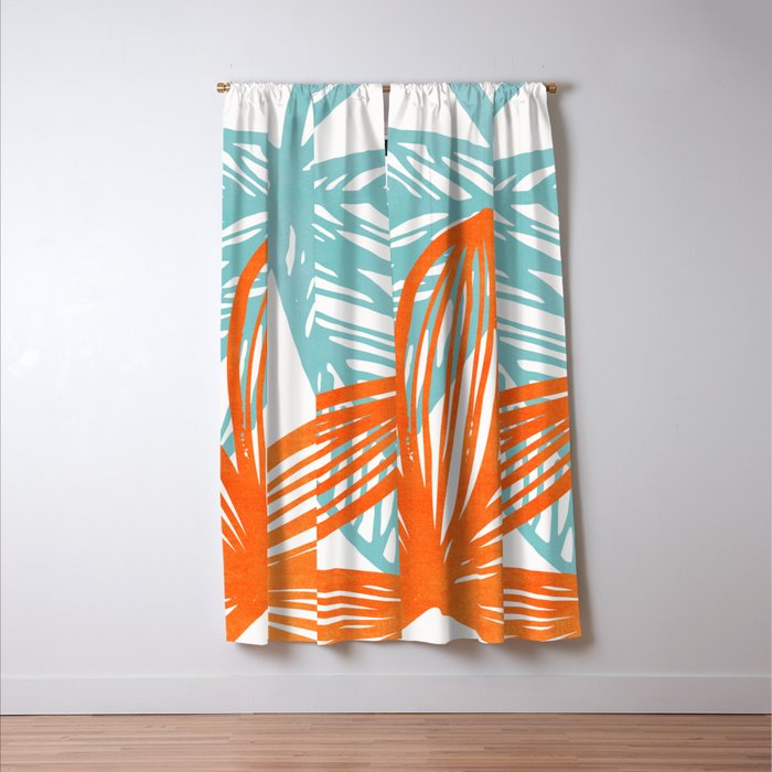 Orange and Blue Seaside Coastal Shapes Window Curtain Gallery Image 3