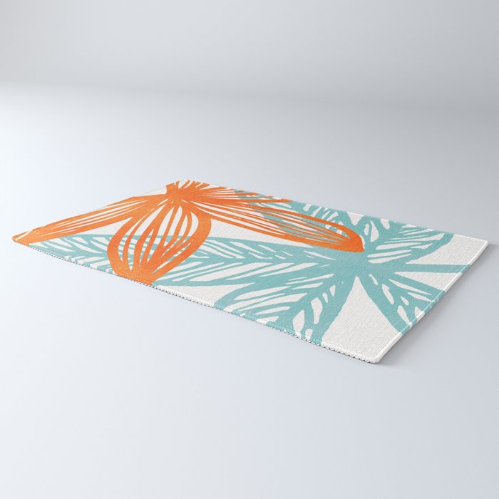 Orange and Blue Seaside Coastal Shapes Rug Gallery Image 3