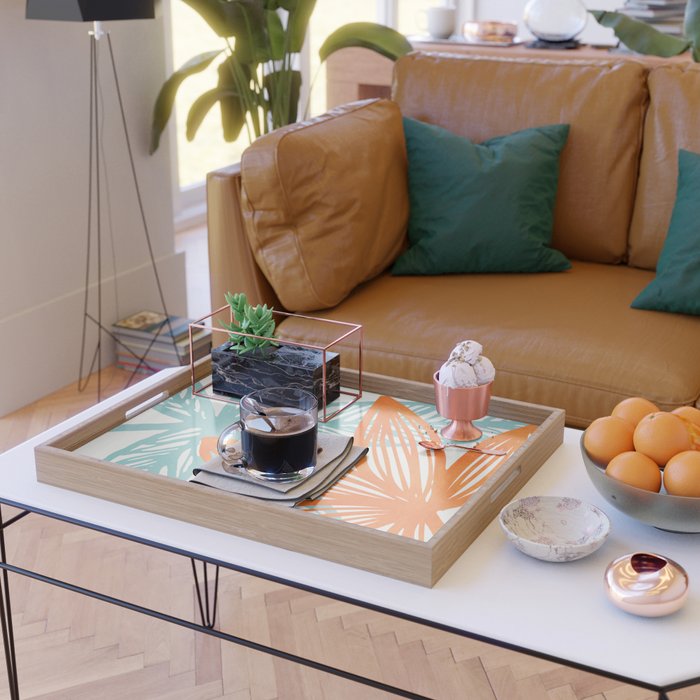 Orange and Blue Seaside Coastal Shapes Serving Tray Gallery Image 2