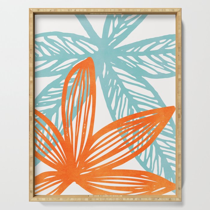Orange and Blue Seaside Coastal Shapes Serving Tray Gallery Image 1