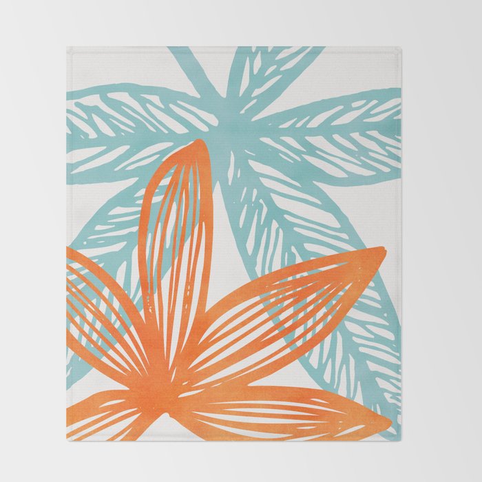Orange and Blue Seaside Coastal Shapes Throw Blanket Gallery Image 2
