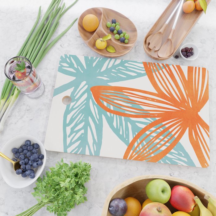 Orange and Blue Seaside Coastal Shapes Cutting Board Gallery Image 2