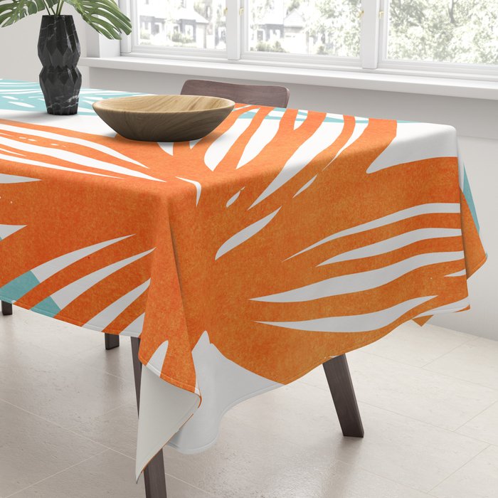 Orange and Blue Seaside Coastal Shapes Tablecloth Gallery Image 3